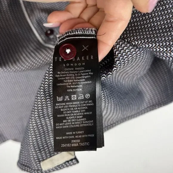 Ted Baker Woven Pattern Short Sleeve Shirt Size 42 Gray​​​ - Picture 7 of 8